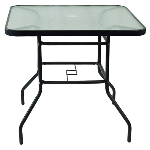 Jedálenský stôl, čierna oceľ/tvrdené sklo, DEMAT NEW TYP 2